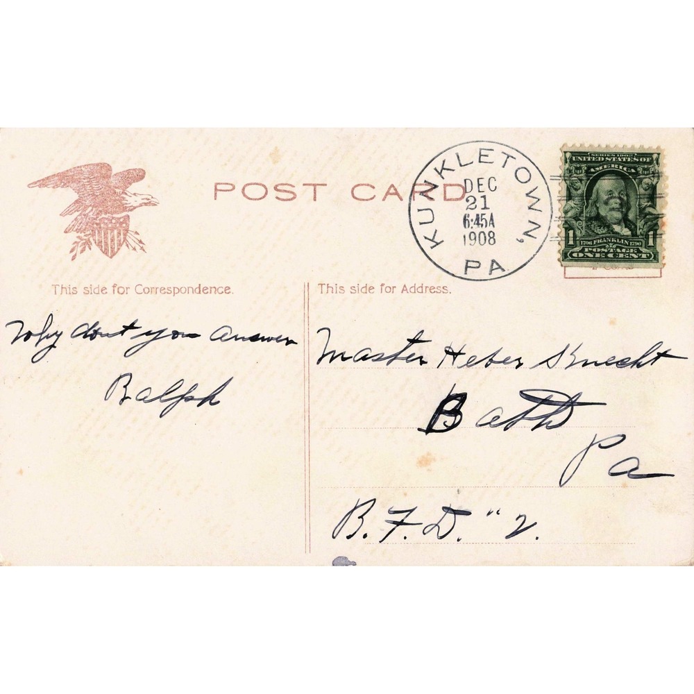Vtg Many Happy Returns Postcard Iris Flowers 1908 Kunkletown PA Divided Back - Picture 2 of 2